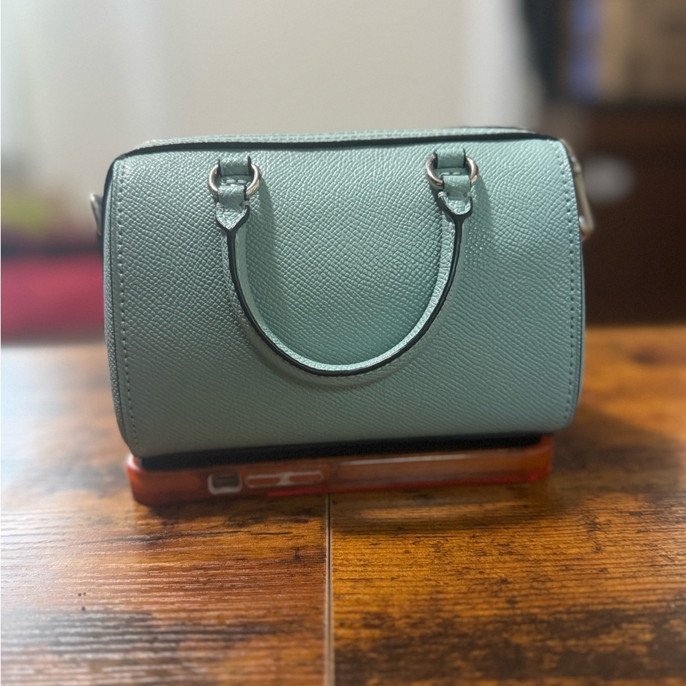 Coach Blue Leather Satchel with Silver Accents - Picture 5 of 5